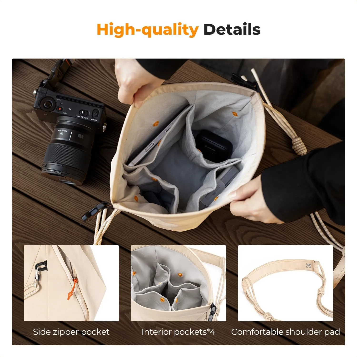 K&F Concept Camera Sling Bag Small Compact Case, Cute Soft Camera Pouch Handbag for Urban Street Photography