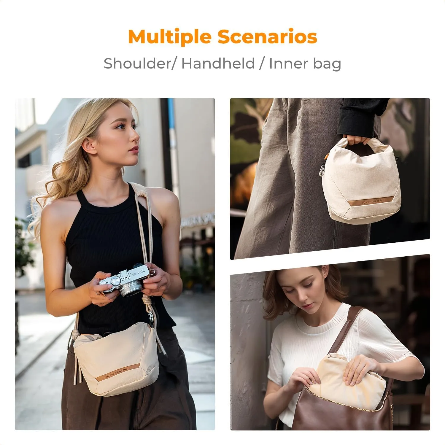 K&F Concept Camera Sling Bag Small Compact Case, Cute Soft Camera Pouch Handbag for Urban Street Photography