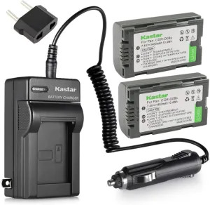 Kastar Battery (X2) & AC Travel Charger for Panasonic CGR-D08 D08S CGR-D14 CGR-D16 D16S CGR-D28 D28S, CGR-D120 CGR-D210 CGR-D220 CGR-D320 & AG Series AJ-PCS060G DZ-MX5000 NV Series PV Series VDR-M20