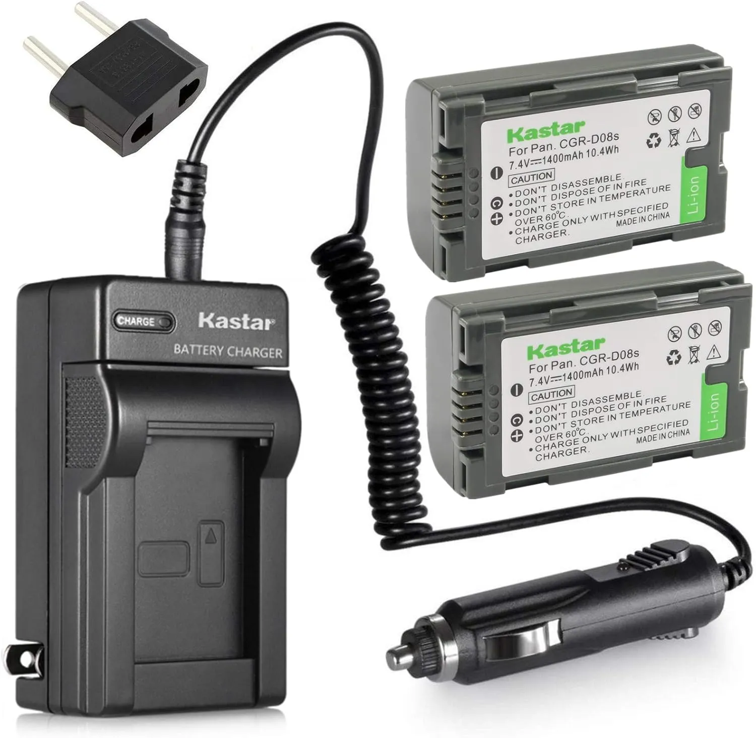 Kastar Battery (X2) & AC Travel Charger for Panasonic CGR-D08 D08S CGR-D14 CGR-D16 D16S CGR-D28 D28S, CGR-D120 CGR-D210 CGR-D220 CGR-D320 & AG Series AJ-PCS060G DZ-MX5000 NV Series PV Series VDR-M20