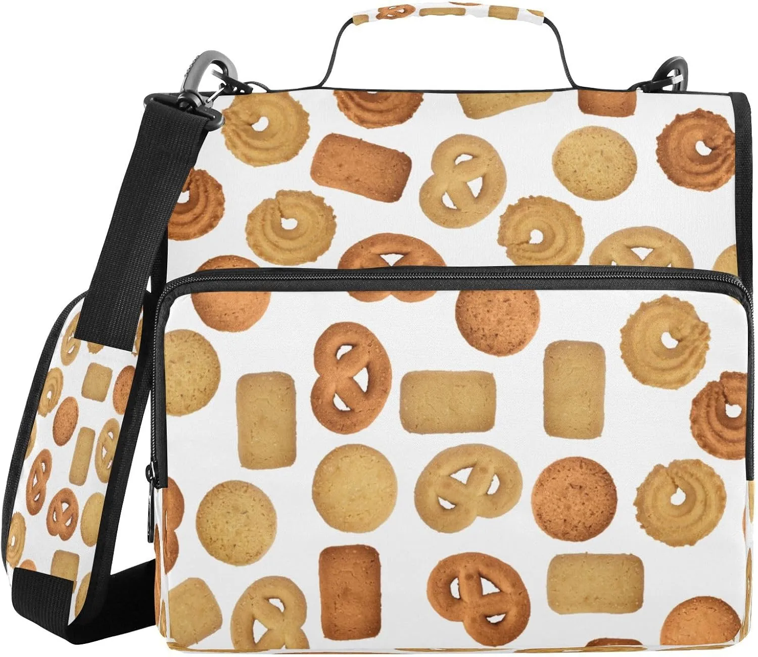 Kcldeci Butter Cookies on White 3 Ring Binder with Zipper,500 Sheet Trapper Keeper Organizer 1.5inch Binder Bag with Shoulder Strap Documents Storage for School and Office