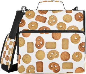 Kcldeci Butter Cookies on White 3 Ring Binder with Zipper,500 Sheet Trapper Keeper Organizer 1.5inch Binder Bag with Shoulder Strap Documents Storage for School and Office
