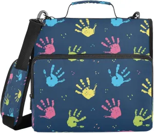 Kcldeci Hand Stamp 3 Ring Binder with Zipper,500 Sheet Trapper Keeper Organizer 1.5inch Binder Bag with Shoulder Strap Documents Storage for School and Office