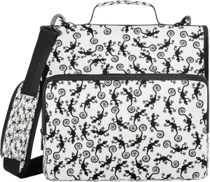 Kcldeci Lizards (3) Zipper Binder，500 Sheet Trapper Keeper Organizer 1.5inch 3 Ring Binder Bag with Shoulder Strap Expanding File Folder for School and Office