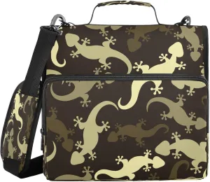 Kcldeci Lizards Geckos 3 Ring 1.5 Inch Zipper Binder,500 Sheet Trapper Keeper Organizer Binder Bag with Shoulder Strap Expanding Files for School and Office