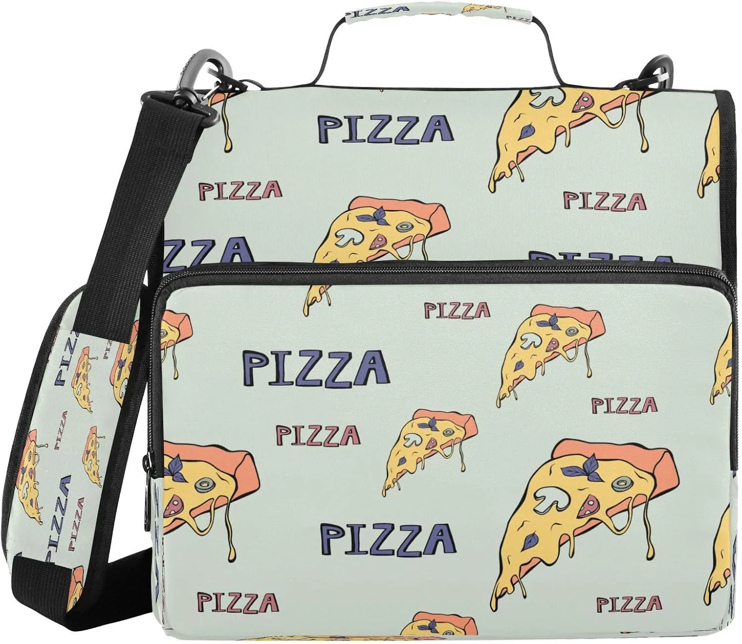 Kcldeci Pizza with Cheese Zipper Binder，500 Sheet Trapper Keeper Organizer 1.5inch 3 Ring Binder Bag with Shoulder Strap Expanding File Folder for School and Office