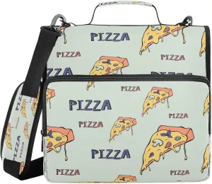 Kcldeci Pizza with Cheese Zipper Binder，500 Sheet Trapper Keeper Organizer 1.5inch 3 Ring Binder Bag with Shoulder Strap Expanding File Folder for School and Office