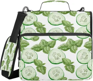 Kcldeci Slices of Fresh Cucumber 3 Ring Binder with Zipper,500 Sheet Trapper Keeper Organizer 1.5inch Binder Bag with Shoulder Strap Documents Storage for School and Office