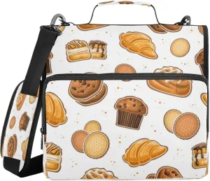 Kcldeci Sweet Bake Butter Cookies 3 Ring Binder with Zipper,500 Sheet Trapper Keeper Organizer 1.5inch Binder Bag with Shoulder Strap Documents Storage for School and Office