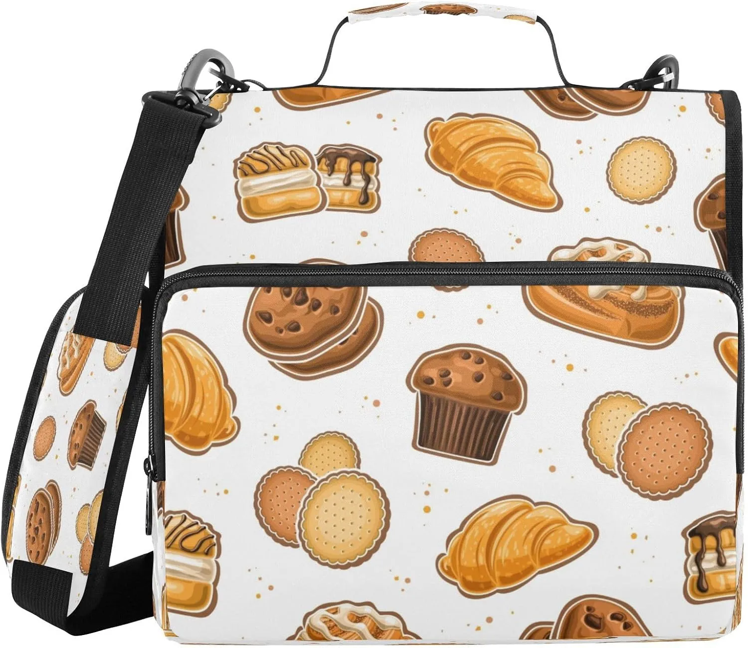 Kcldeci Sweet Bake Butter Cookies 3 Ring Binder with Zipper,500 Sheet Trapper Keeper Organizer 1.5inch Binder Bag with Shoulder Strap Documents Storage for School and Office