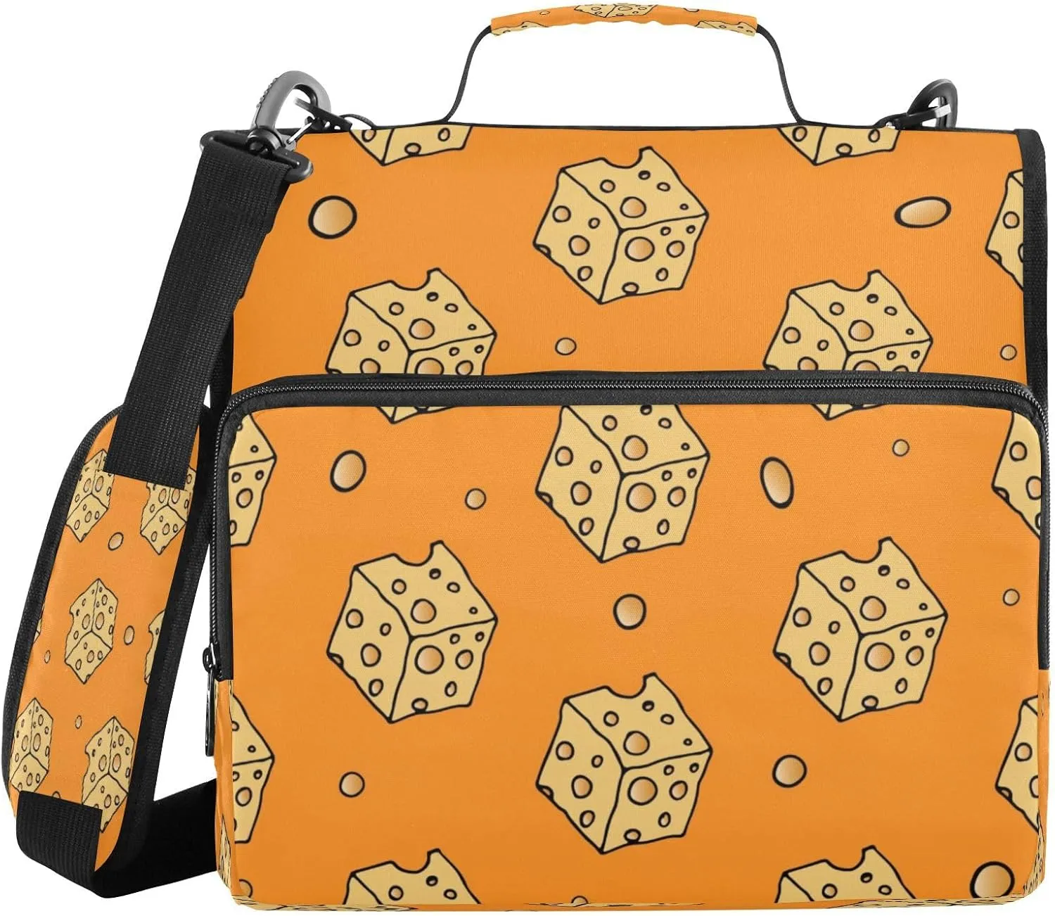 Kcldeci Yellow Cheese 3 Ring Binder with Zipper,500 Sheet Trapper Keeper Organizer 1.5inch Binder Bag with Shoulder Strap Documents Storage for School and Office