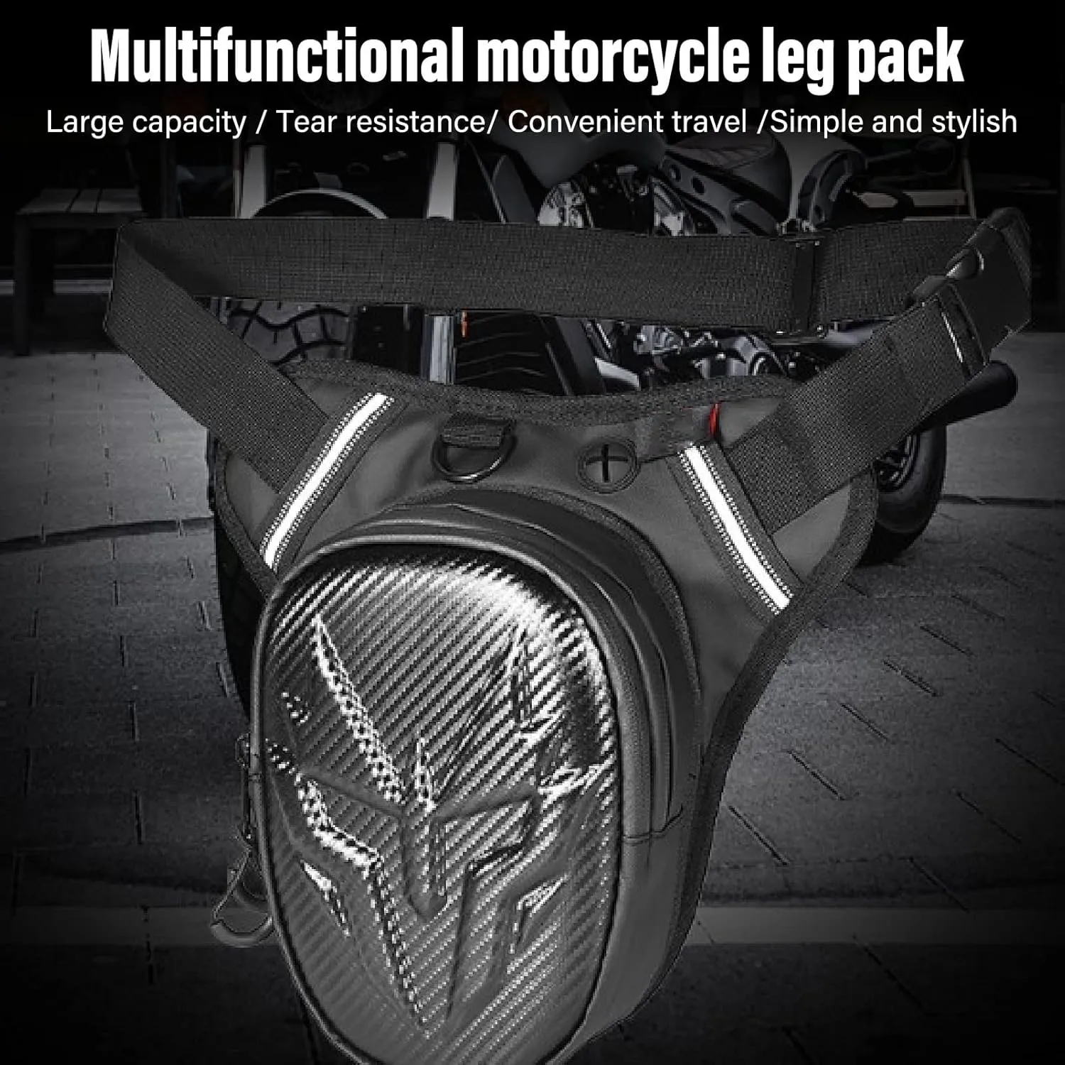 Keenso Motorcycle Leg Bag, PVC Matte Outdoor Thigh Drop Leg Bag,Multifunctional Thigh Packs for Ride Crossbody Shoulder Riding Travel Hiking (Carbon Fiber)