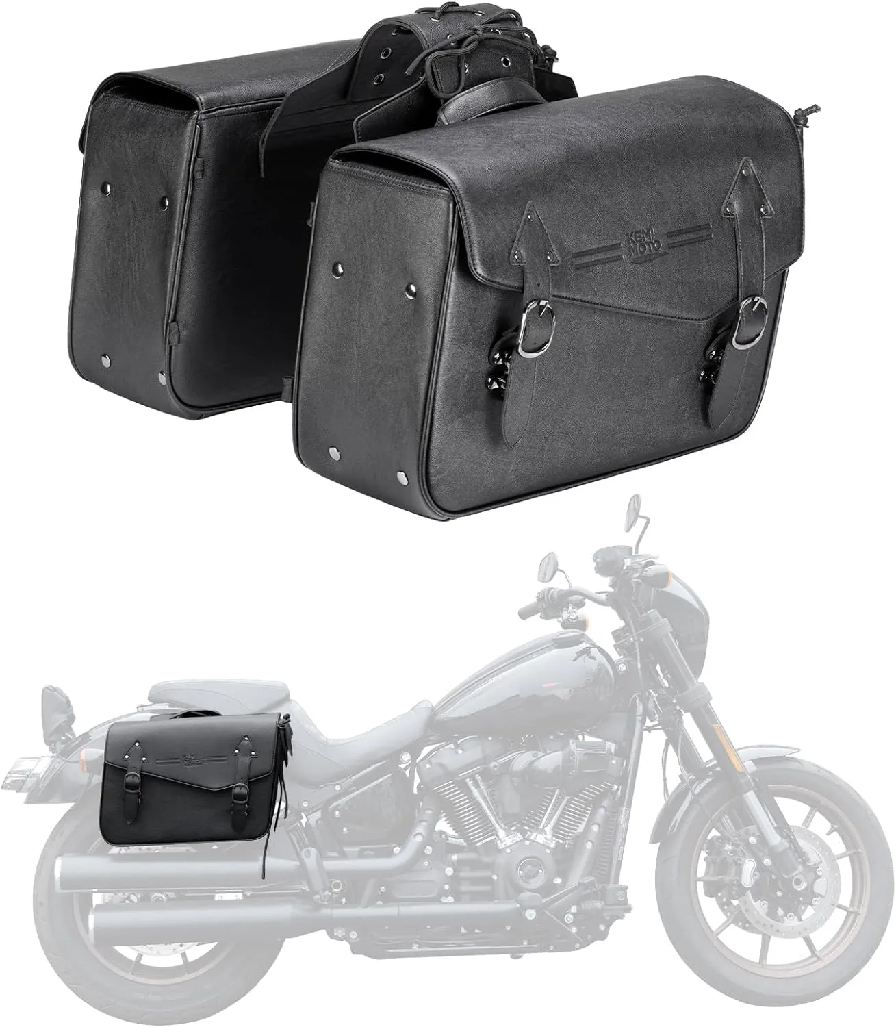 KEMIMOTO Motorcycle Saddlebags Large Capacity 36L Saddle Bags PU Leather Luggage Bag for Sportster Softail Dyna Rebel V-star Shadow Road King Universal Pair