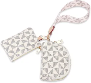 Keychain Wristlet Wallets for Women Leather Coin Purse Dual Pouch Wristlet Credit Card Holder Clutch Purse Wallets Womens Small wristlet wallets