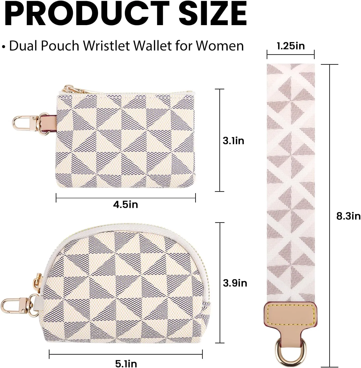 Keychain Wristlet Wallets for Women Leather Coin Purse Dual Pouch Wristlet Credit Card Holder Clutch Purse Wallets Womens Small wristlet wallets