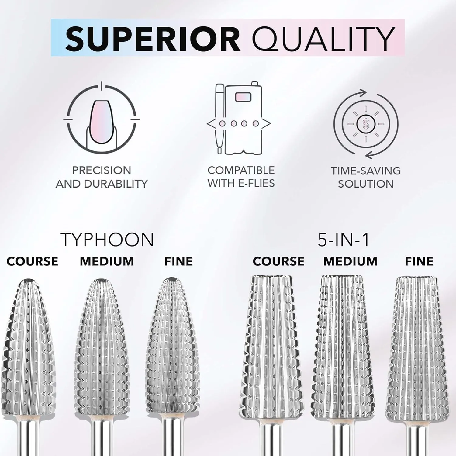 Kiara Sky Large Smooth Top Course Universal Nail Drill Bit for E-file | with Safety Edge for Cuticle and Nails Care | Non-Coated