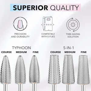 Kiara Sky Large Smooth Top Fine Universal Nail Drill Bit for E-file | with Safety Edge for Cuticle and Nails Care | Non-Coated