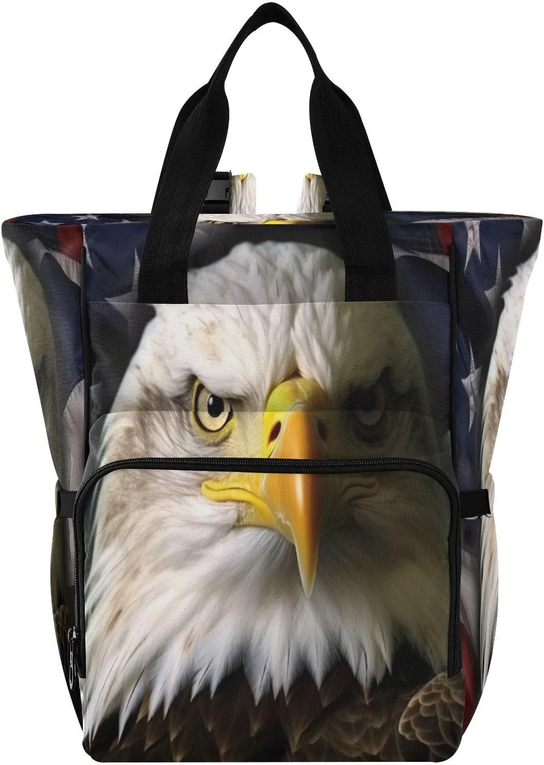 Kigai American Flag Falcon Diaper Bag Backpack Multifunctional Baby Diaper Backpack 10 L Changing Bag Travel Backpack with Insulated Pockets
