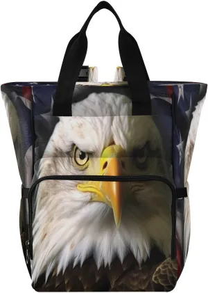 Kigai American Flag Falcon Diaper Bag Backpack Multifunctional Baby Diaper Backpack 10 L Changing Bag Travel Backpack with Insulated Pockets