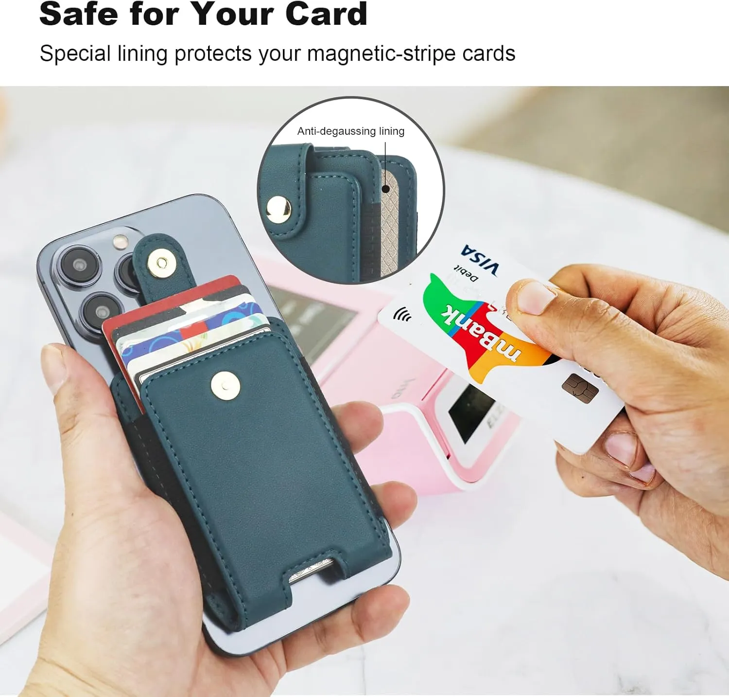 KIHUWEY for MagSafe Wallet Card Holder with Magnetic, Mag Safe Leather RFID Wallet for Series of iPhone 16 15 14 13 12 Pro Max Plus, Fit 6 Cards, Slim, Dark Green