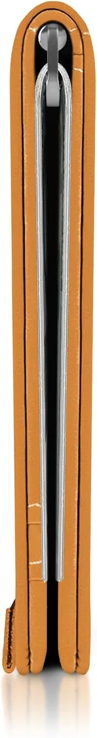 Kings Loot Money Clip Slim Minimalist Wallet for Men | RFID Blocking Leather Design with Money Clip | Front Pocket Bifold Holds 12 Cards | Stylish & Compact Wallets (Buckskin)