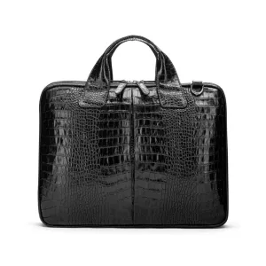 Kingston Leather 13” Laptop Briefcase - Black Croc-Effect
