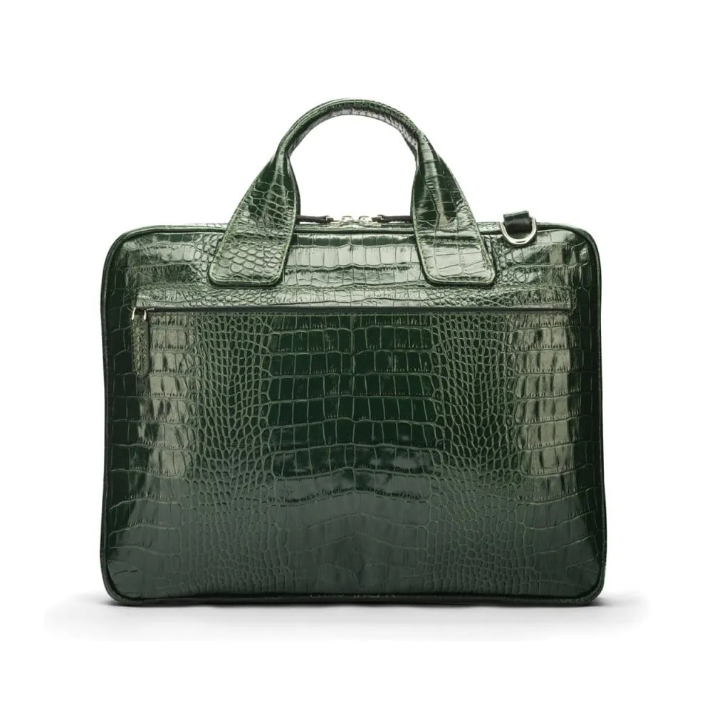 Kingston Leather 13” Laptop Briefcase - Green Croc-Effect
