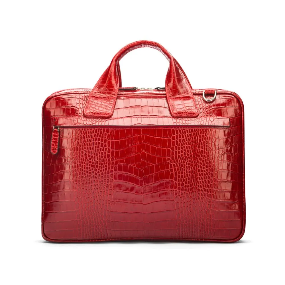 Kingston Leather 13” Laptop Briefcase - Red Croc-Effect
