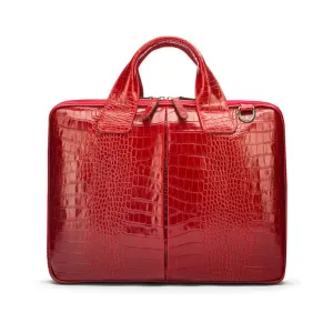 Kingston Leather 13” Laptop Briefcase - Red Croc-Effect