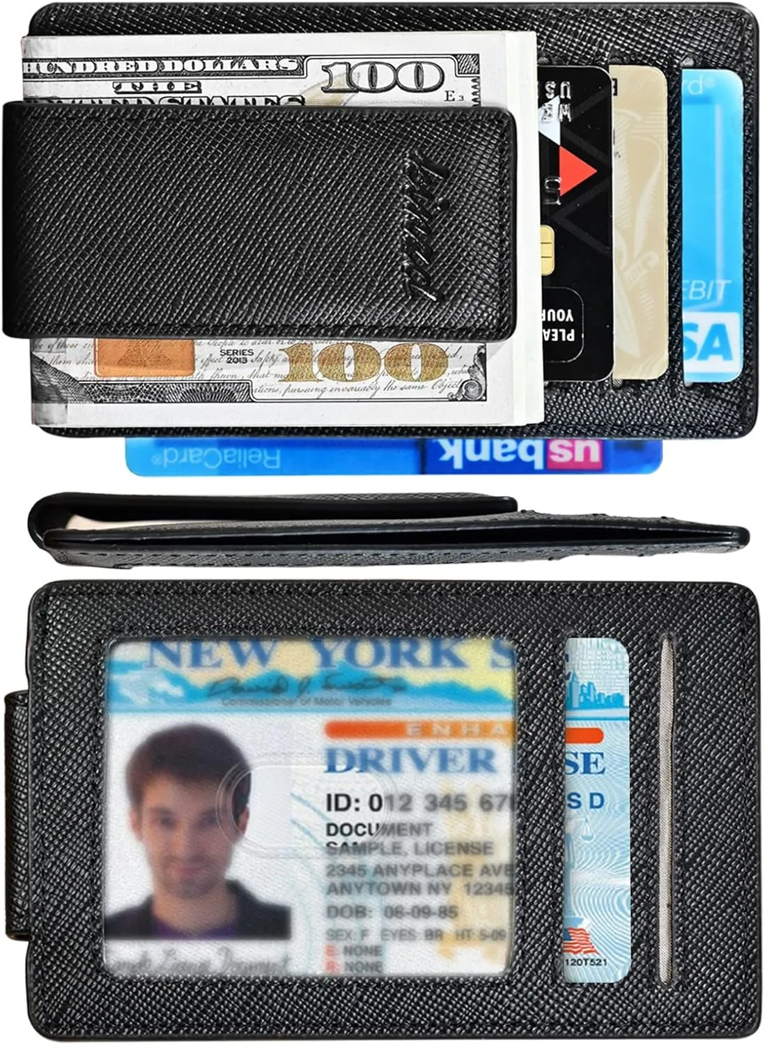 kinzd Money Clip, Front Pocket Wallet, Leather RFID Blocking Strong Magnet thin Wallet