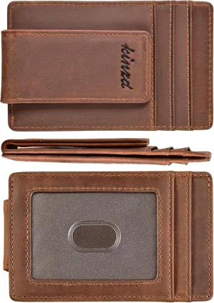kinzd Money Clip, Front Pocket Wallet, Leather RFID Blocking Strong Magnet thin Wallet