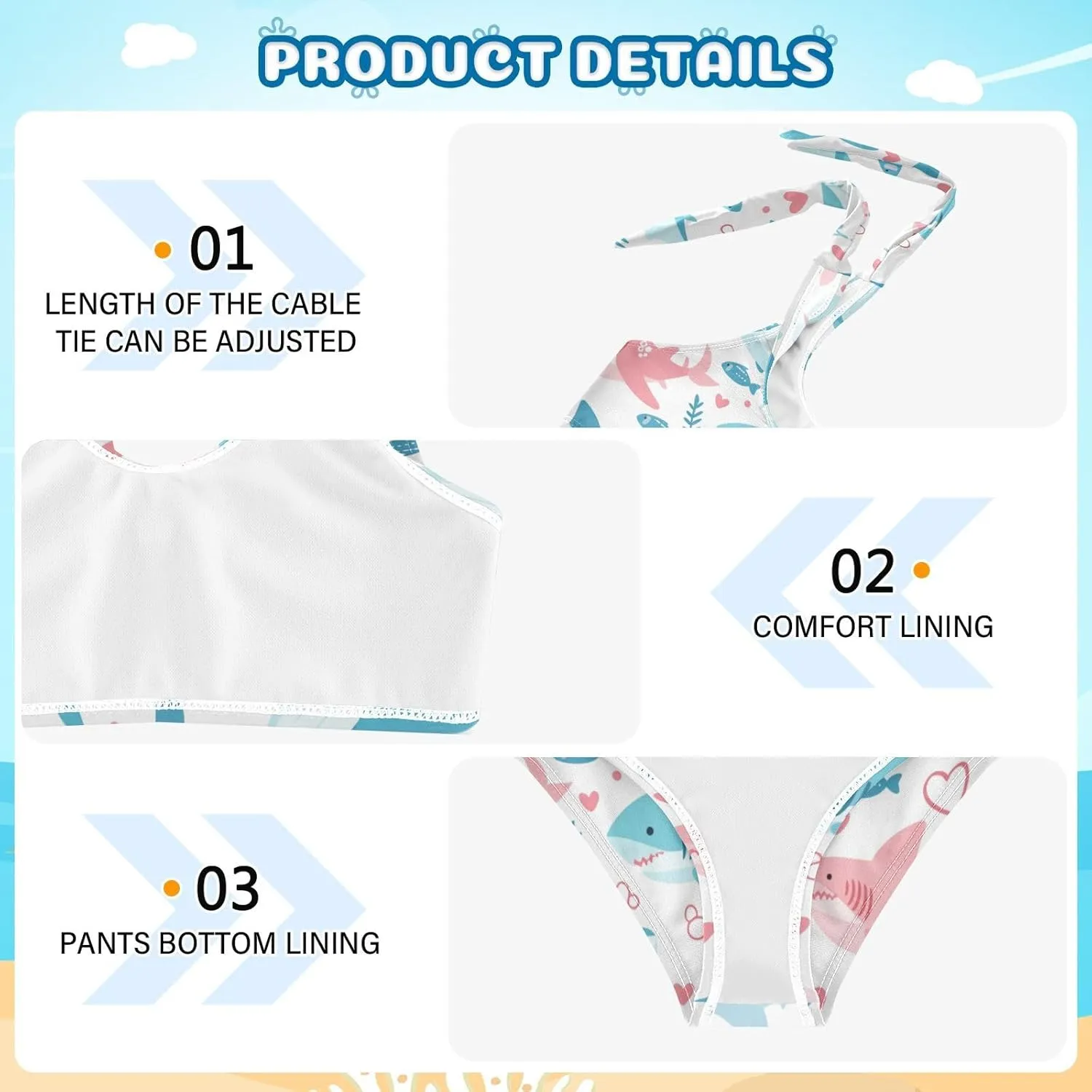 KLL Ocean Fish sea Masco Girls 2 Pieces Bikini Sets Scoop Neck Swimsuit Swimming Suits Adjustable Shoulder Strap