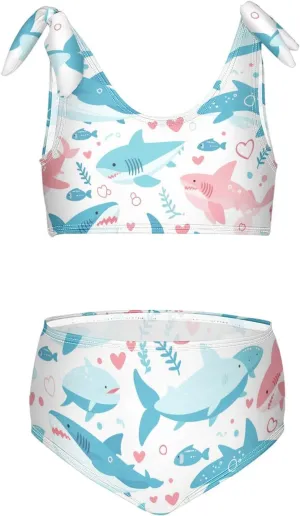 KLL Ocean Fish sea Masco Girls 2 Pieces Bikini Sets Scoop Neck Swimsuit Swimming Suits Adjustable Shoulder Strap