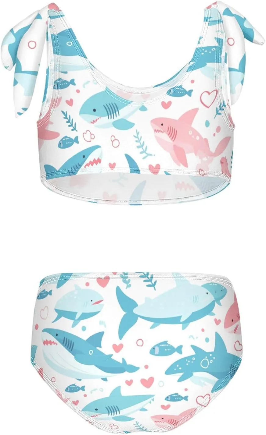 KLL Ocean Fish sea Masco Girls 2 Pieces Bikini Sets Scoop Neck Swimsuit Swimming Suits Adjustable Shoulder Strap