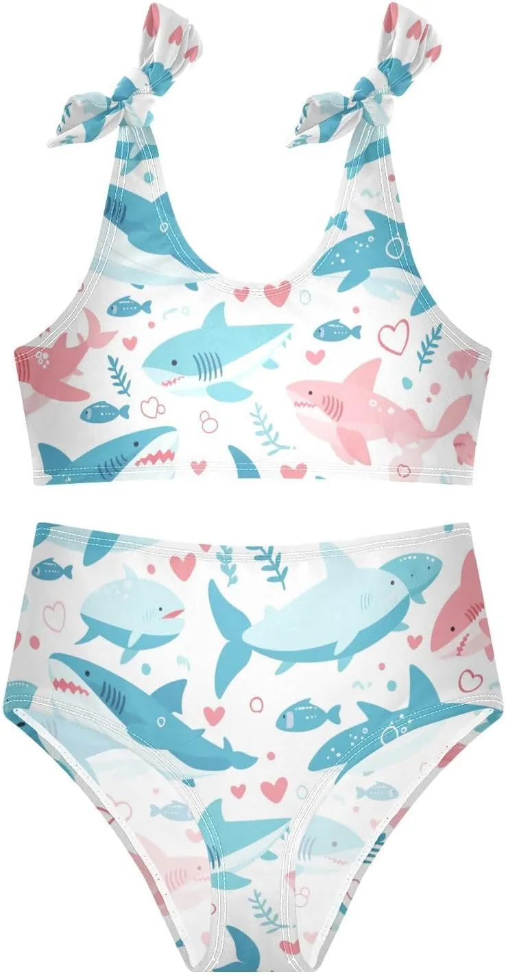 KLL Ocean Fish sea Masco Girls 2 Pieces Bikini Sets Scoop Neck Swimsuit Swimming Suits Adjustable Shoulder Strap
