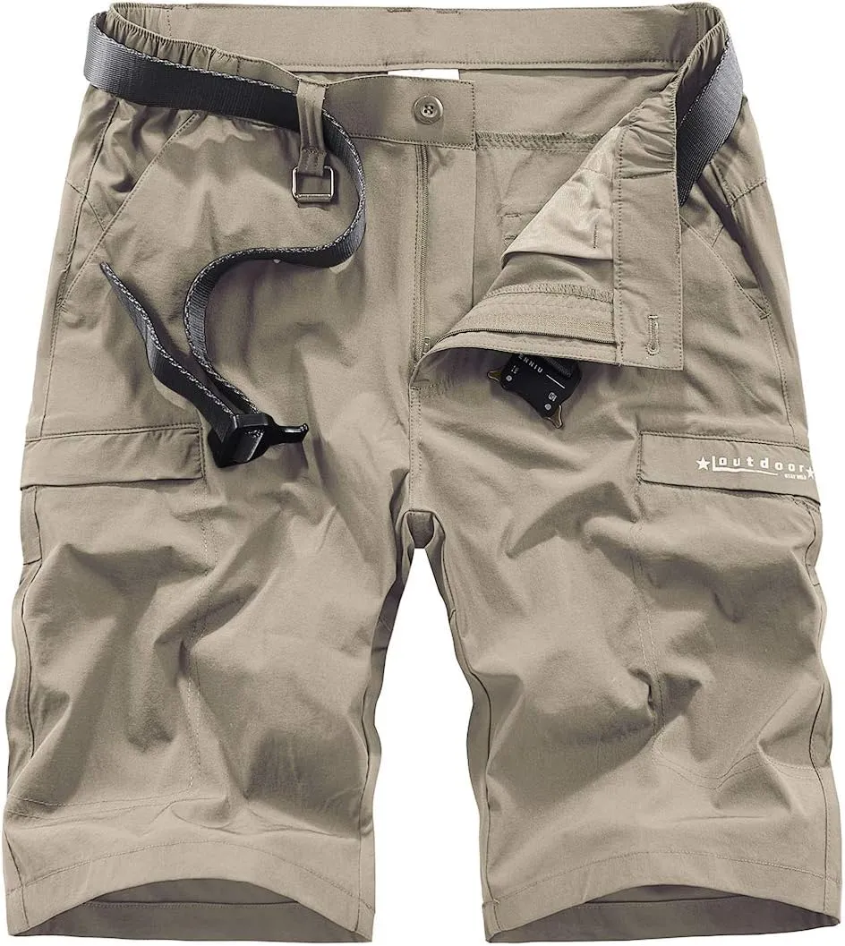 Kolongvangie Men's Outdoor Comfy Lightweight Quick Dry Stretchy Cargo Shorts with Multi Pockets (No Belt)
