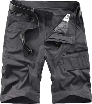 Kolongvangie Men's Outdoor Comfy Lightweight Quick Dry Stretchy Cargo Shorts with Multi Pockets (No Belt)