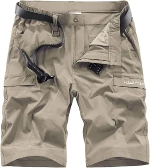Kolongvangie Men's Outdoor Comfy Lightweight Quick Dry Stretchy Cargo Shorts with Multi Pockets (No Belt)