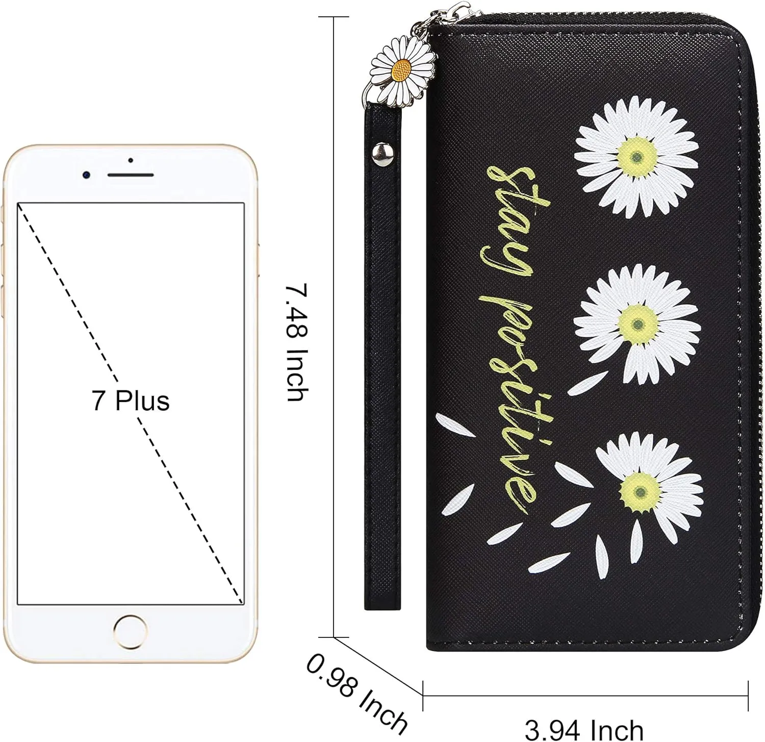 KUKOO Women’s Printed Zip Around Wallet Phone Clutch Purse Card Holder Organizer