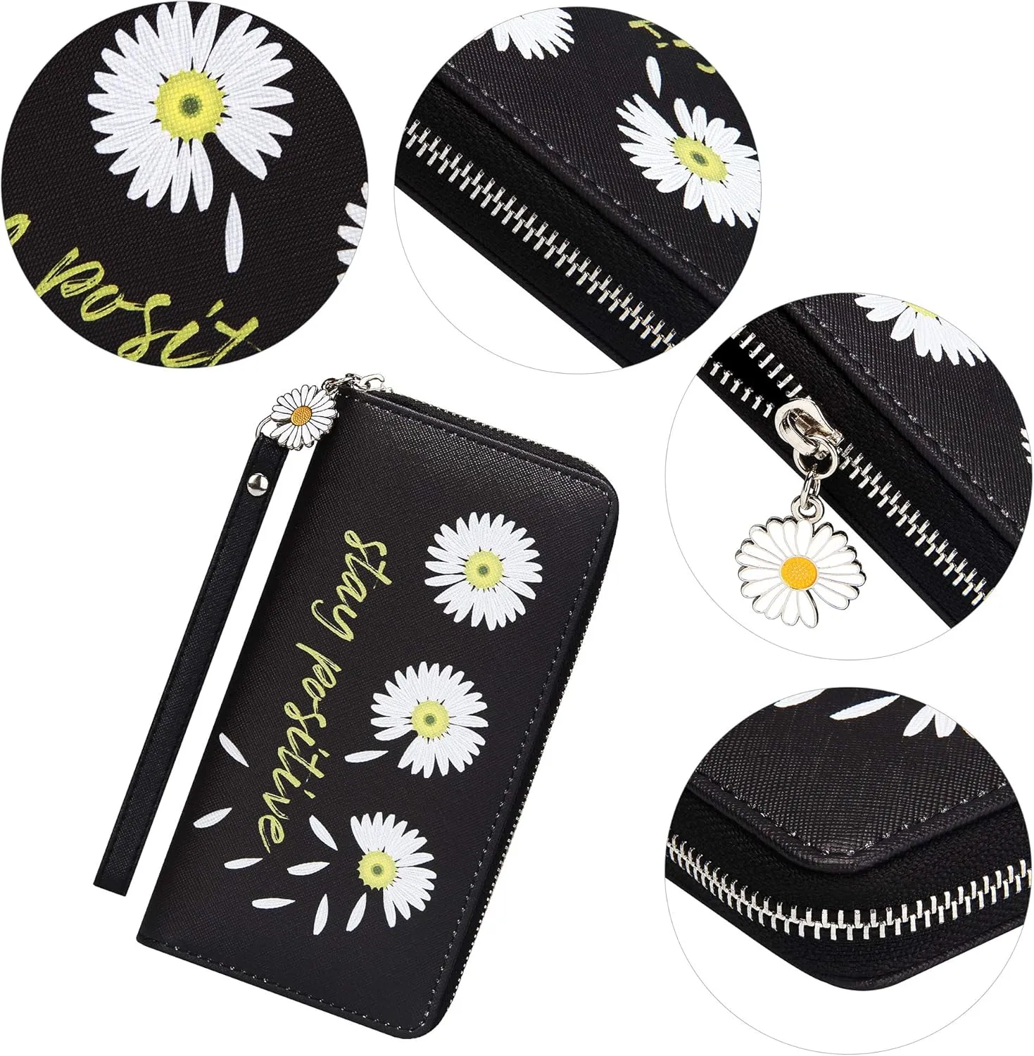 KUKOO Women’s Printed Zip Around Wallet Phone Clutch Purse Card Holder Organizer