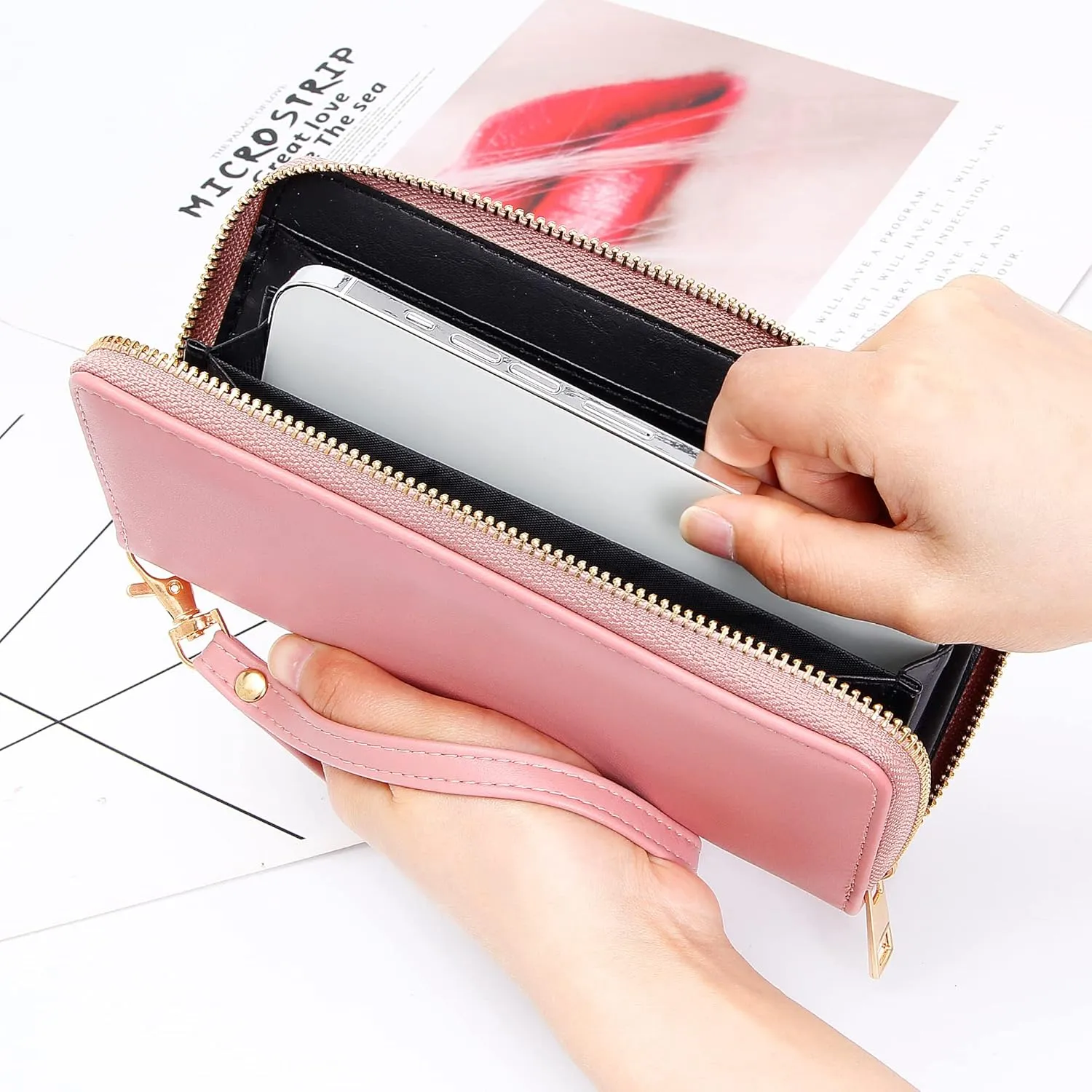 KUKOO Women’s Printed Zip Around Wallet Phone Clutch Purse Card Holder Organizer