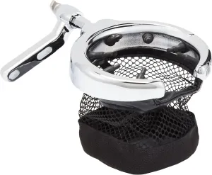 Kuryakyn 1462 Motorcycle Handlebar Accessory: Universal Drink/Cup Holder with Mesh Basket for Clutch/Brake Perch Mount, Chrome