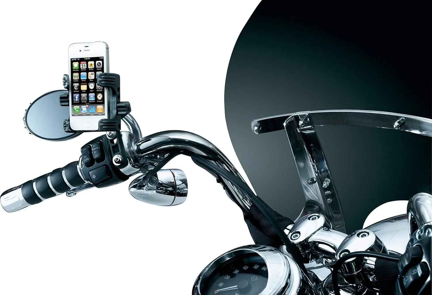 Kuryakyn 1698 Motorcycle Accessory: Clutch/Brake Perch Mount Tech-Connect Cradle GPS Device/Phone Holder Mounting Kit, Standard, Black