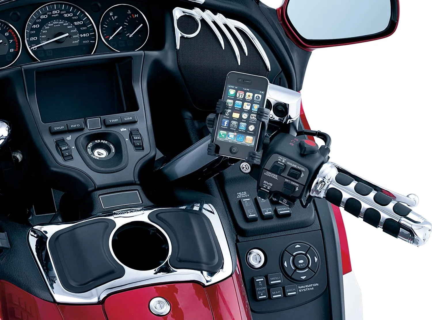 Kuryakyn 1698 Motorcycle Accessory: Clutch/Brake Perch Mount Tech-Connect Cradle GPS Device/Phone Holder Mounting Kit, Standard, Black
