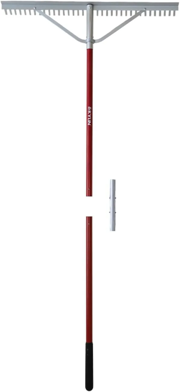 KYLIN Aluminum Landscape Rake 36Tines 36Inch with 66 Inch Extra-Long Handle, Leaf Rake Tool for Loosening Soil, Lawn Care, Weeding Lake, Garden, Pond, Beach Landscaping