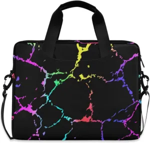 Laptop Bag for Women Colored Crack Marble Texture Computer Carrying Case Shoulder Bag Fits for 15.6inch, 16inch