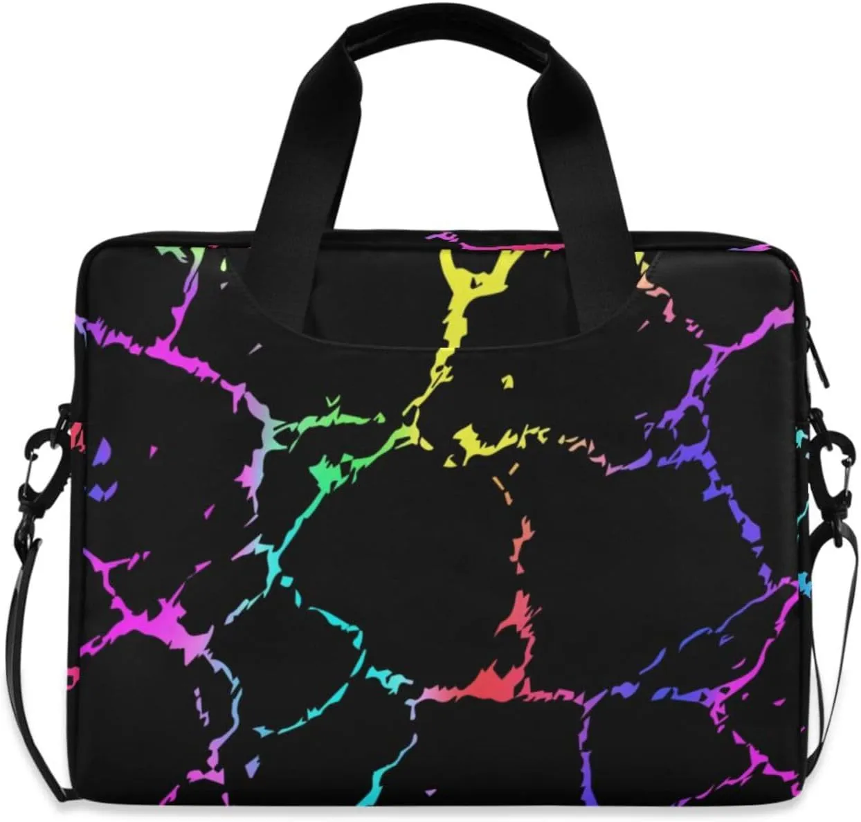 Laptop Bag for Women Colored Crack Marble Texture Computer Carrying Case Shoulder Bag Fits for 15.6inch, 16inch