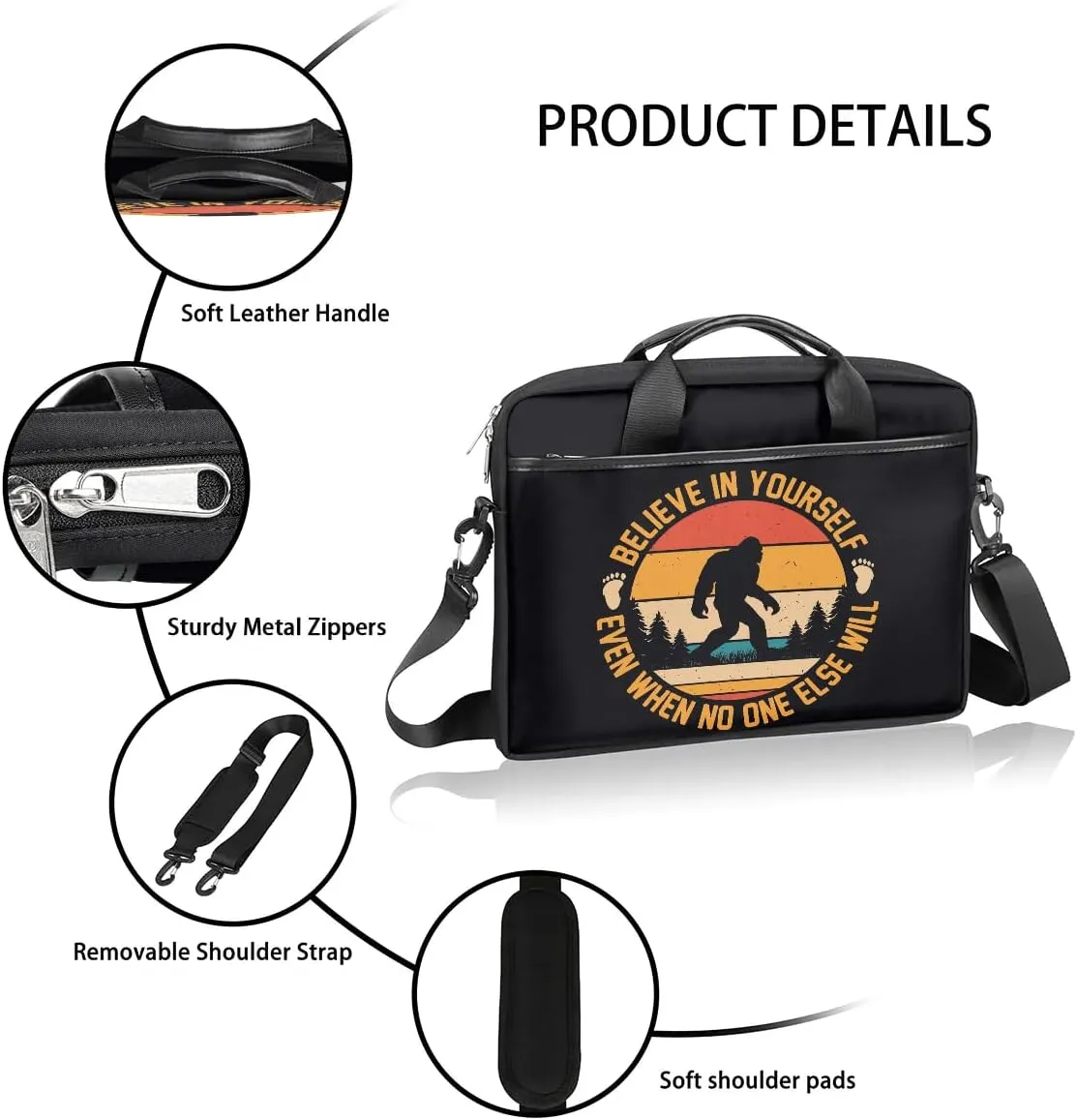 Laptop Bag for Women Men, 15.6 inch Messenger Shoulder Bags, Water Resistant Computer Bag Sleeve