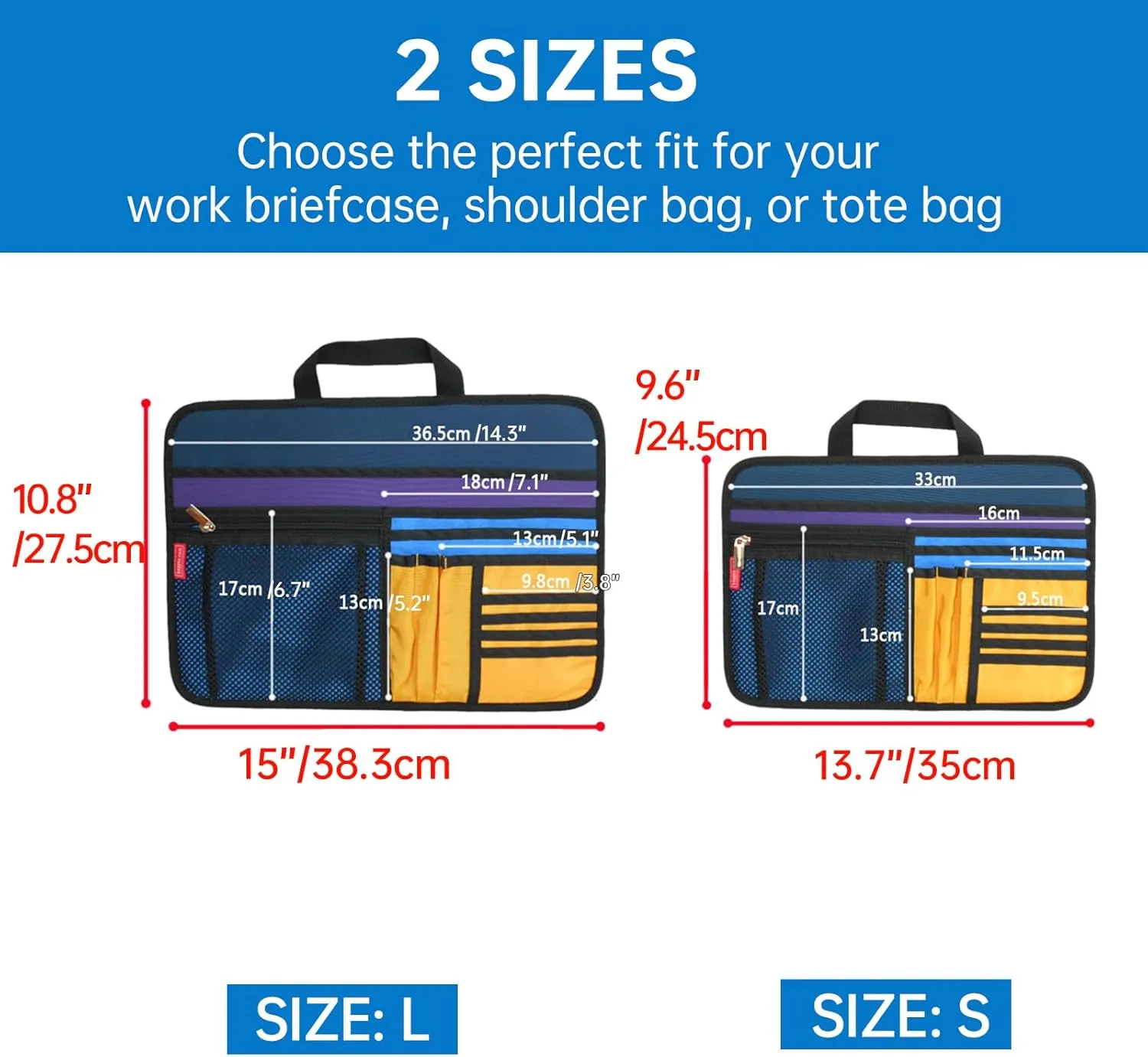 Large Briefcase Insert Organizer for Work Office File Document Laptop Storage Organizer (L, Grey)