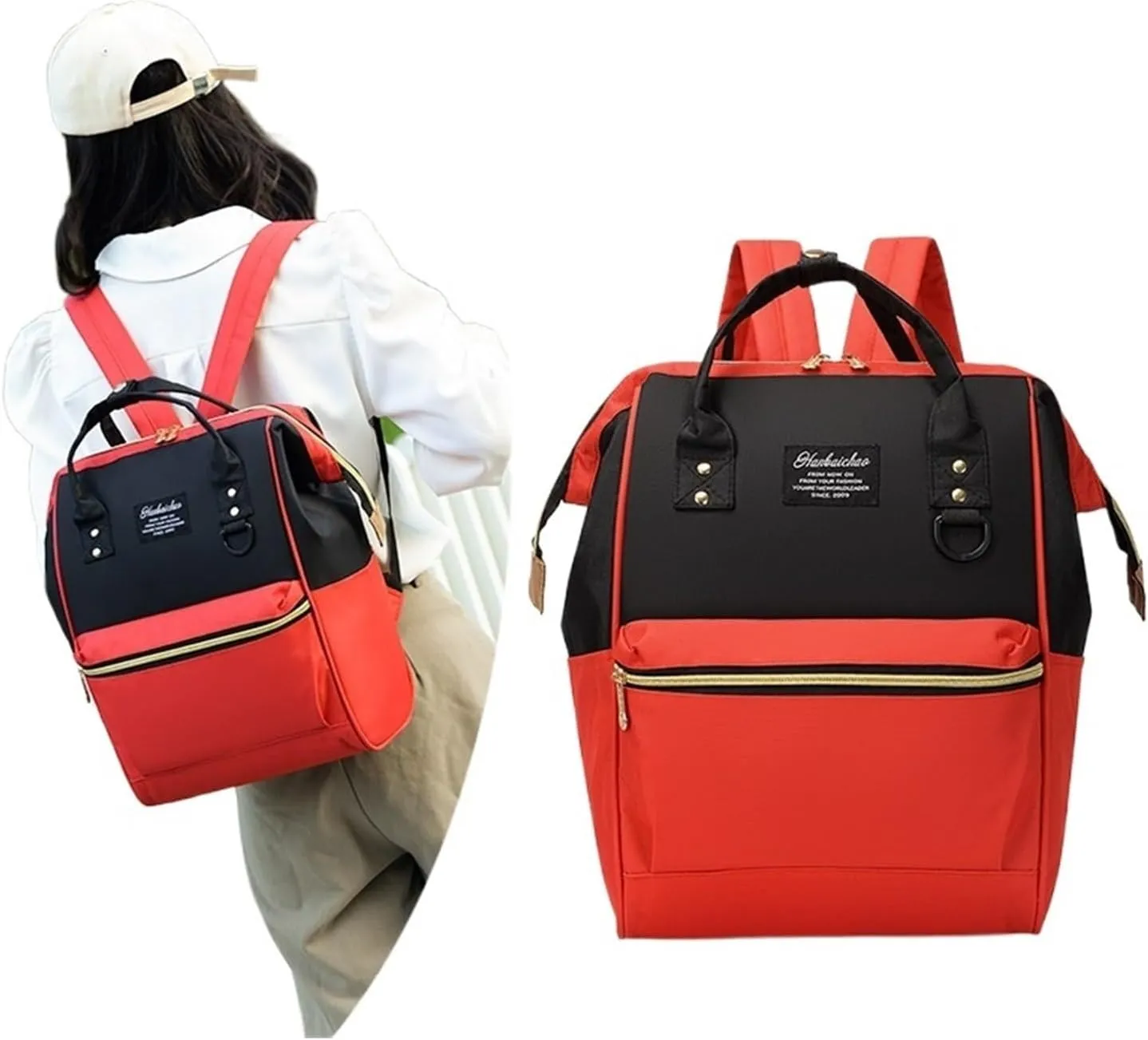 Large Capacity Outdoor Backpack With Contrasting Colors For Mother, Baby, And Mommy Bags(Pink)